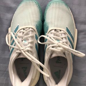 Adidas white and green sneakers